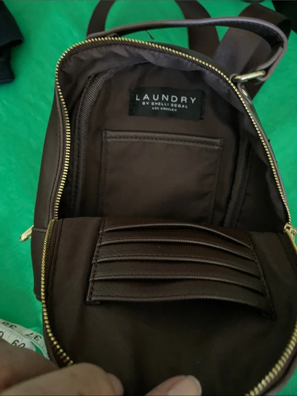 Laundry By Shelli Segal Men's Dark Brown Backpack with Gold Hardware